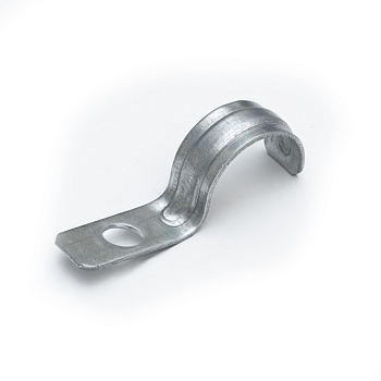 PR13.02427 скоба металлическая однолапковая усиленная противопожарная СМОУ d25-26 мм отв. d 6,5 мм (100шт/800шт уп/кор) Промрукав