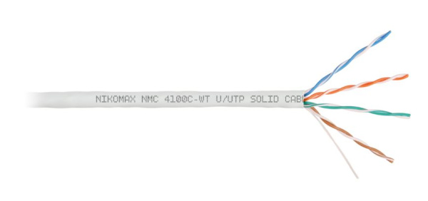 NMC 4100C-WT Кабель NIKOMAX U/UTP 4 пары, Кат.5e 24AWG (0,51мм), полимерный материал нг(А)-HF, внутренний, белый, 305м 