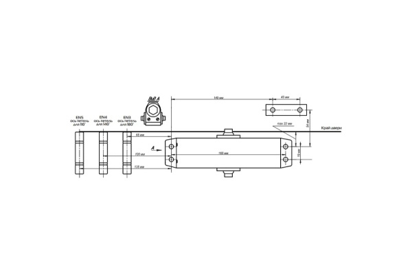 Доводчик DC-100 NOTEDO (серебро) для внутренней установки