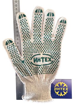 Перчатки ХБ с ПВХ покрытием, 10 класс (белые)
