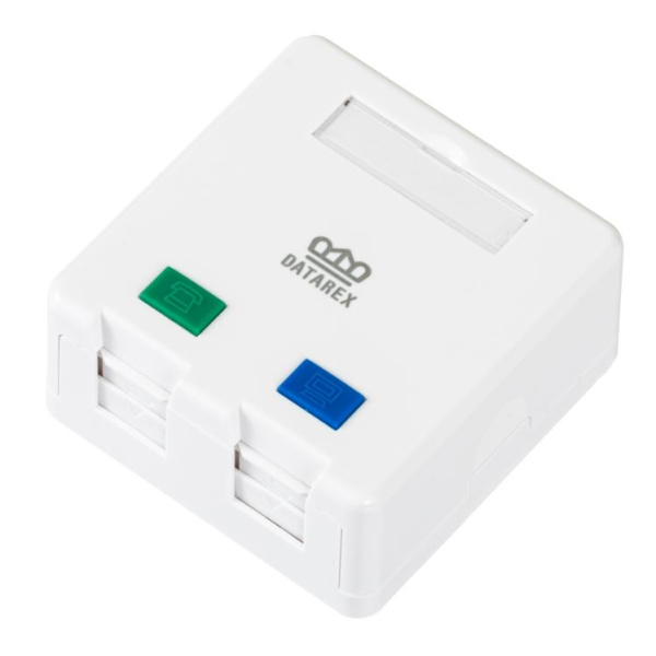 DR-512100 коробка настенная, 2 порта, шторки, белый Datarex