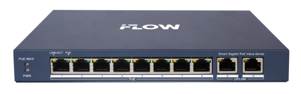 F-SW-EM610POE-VM/L коммутатор L2, Смарт-управляемый, 8 гигабитных портов RJ45 PoE iFlow