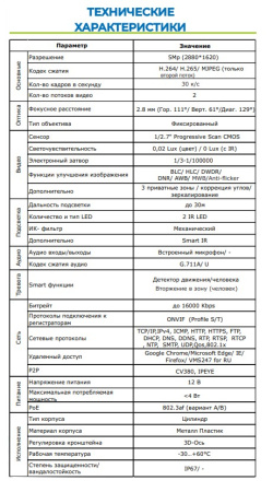 ST-SF5901 FORT 5Мп (2,8мм) уличная всепогодная IP камера видеонаблюдения с встроенным микрофоном Space Technology