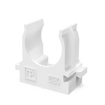 PR13.02707 Крепеж-клипса для труб для прямого монтажа белая в гофроящике d20 мм (1200шт/кор) Промрукав