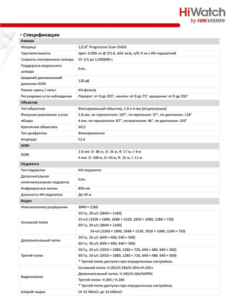 IPC-D082-G2/U уличная купольная всепогодная IP-камера видеонаблюдения с встроенным микрофоном HiWatch
