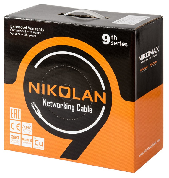 NKL 9140C-OR кабель NIKOLAN U/UTP 4 пары (305 м/бухта)