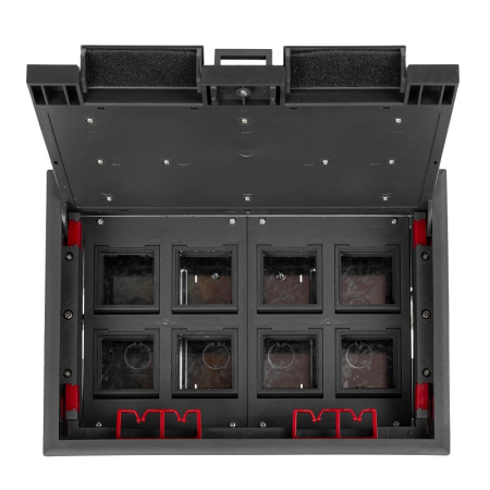 DR-PRO-017111 лючок напольный, 16 модулей, горизонтальный, пластиковая крышка, серый Datarex