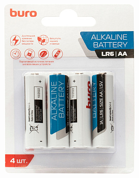 Батарея Buro Alkaline LR6 AA (4 шт/уп)