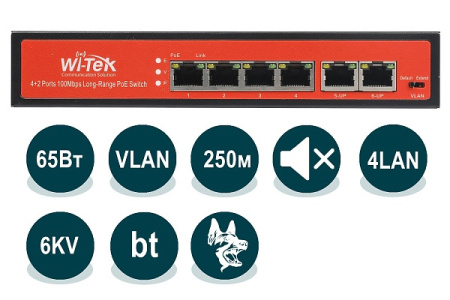 WI-PS205 v2 неуправляемый коммутатор с функцией PoE Wi-Tek