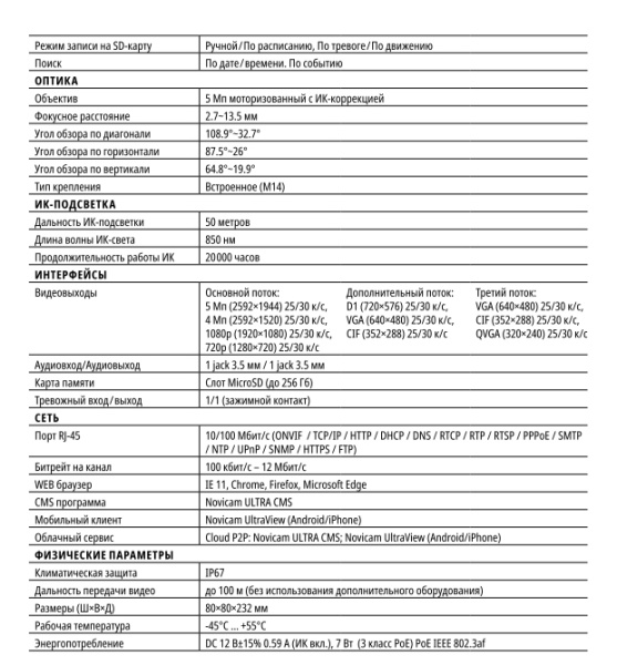 ULTRA 58S (ver.1003V) уличная всепогодная IP-камера видеонаблюдения Novicam