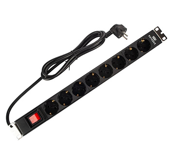 DR-432121 блок распределения 19" (PDU) с выключателем на 16А, черный Datarex