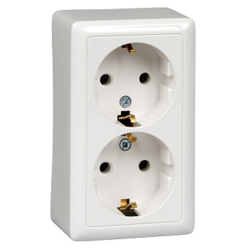 RA16-238-B Wessen ХИТ розетка двойная наружная с заземлением без шторок Systeme Electric