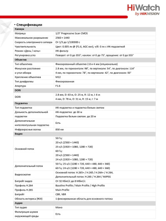 DS-I452M(В) (2.8 mm) уличная купольная всепогодная IP-камера видеонаблюдения с встроенным микрофоном HiWatch