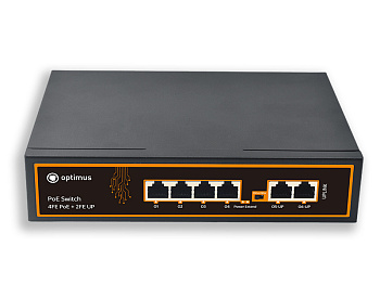 U1E-4F/2F (12-24V) коммутатор неуправляемый 6-ти портовый PoE Optimus