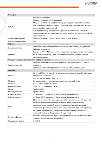 F-IC-2482C2MS(4mm) (Аналог DS-2CD2183G2-LIS2U(4mm)) 8Мп уличная купольная IP-камера с гибридной Smart подсветкой iFlow