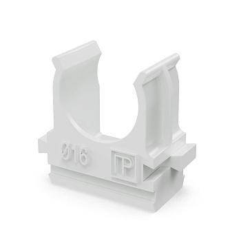 PR.02716б крепёж-клипса для труб Полистирол белая d16 мм (100шт/2000шт уп/кор) Промрукав