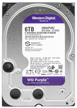 Жесткий диск WD Purple Surveillance WD64PURZ 6 ТБ (5400rpm) 256Mb 3.5"