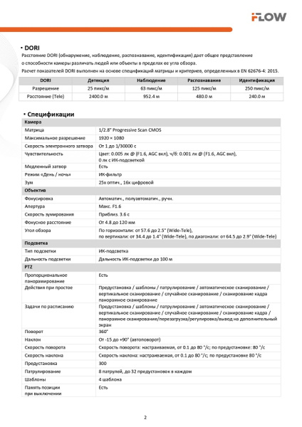 F-IP-1421CSZ25 (Аналог DS-I225(D)) 2Мп уличная поворотная IP-камера с ИК-подсветкой до 100м и технологией SharpSense iFlow 
