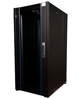 DR-700001 шкаф напольный, телекоммуникационный 19" передняя дверь стекло, задняя стенка сплошная, металл, черный Datarex