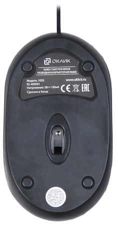 Мышь Oklick 105S, оптическая (800 dpi) USB (2but)