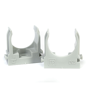 PR13.0454 Крепеж-клипса для труб для прямого монтажа серая в гофроящике d25 мм (900шт/кор) Промрукав