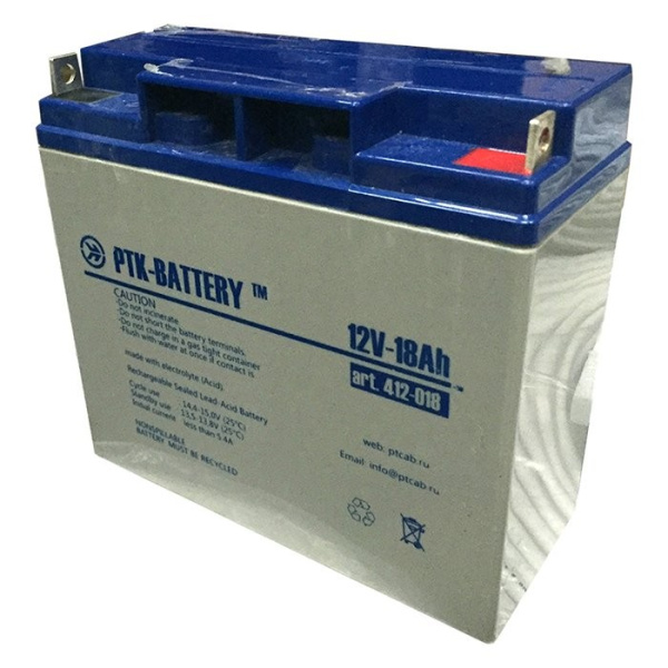 412-018 Аккумулятор свинцово-кислотный PTK-BATTERY 12V-18Ah ПожТехКабель