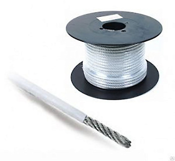 Трос стальной оцинкованный 1 мм в ПВХ покрытии (200 м)