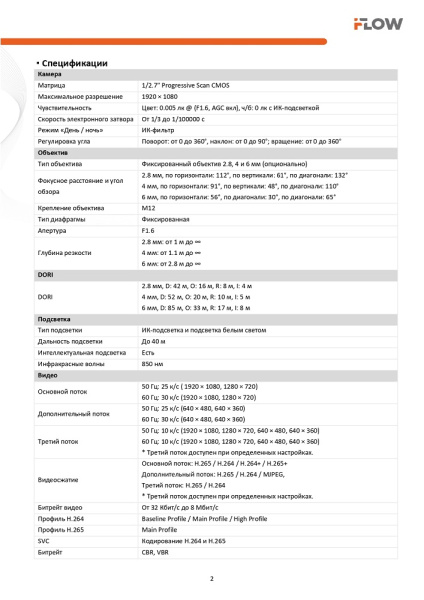 F-IC-2122C2M(6mm) (Аналог DS-2CD2023G2-LI2U) 2Мп уличная цилиндрическая IP-камера с гибридной Smart подсветкой до 40м  и технологией SharpSense iFlow
