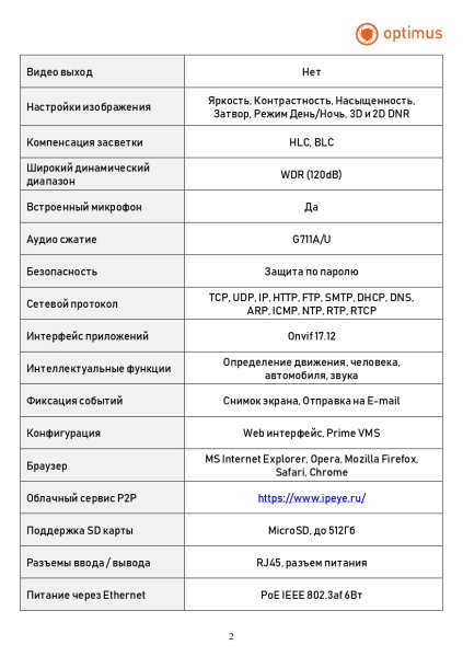 Prime IP-042.1(2.8)MPC купольная  уличная всепогодная IP камера видеонаблюдения с встроенным микрофоном Optimus  