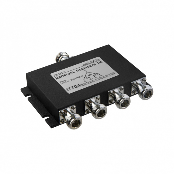 DS WS 14 727 155 33 50 Nf v.7704 делитель мощности сигнала, 698~2700 МГц, 1вх. 4вых., 155дБн@2x33дБм, 50 Ом, Pmax=50 Вт, N розетка ДалСВЯЗЬ