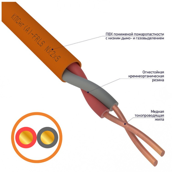 КПССнг(А)-FRLS 1x2x0,35 Кабель огнестойкий с низким газо- дымовыделением для систем охранно-пожарной сигнализации (200 м) 