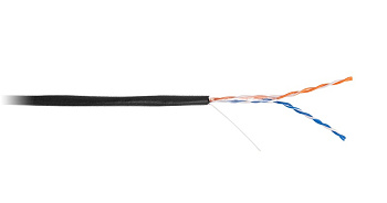 EC-UU002-5-PE-BK Кабель NETLAN U/UTP 2 пары,бухта-305м, Кат.5, внешний, PE до -40C, одножильный, 100МГц, черный