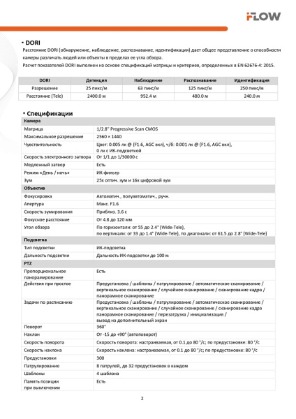 F-IP-1441CSZ25 (Аналог DS-I425(B)) 4Мп уличная поворотная IP-камера с ИК-подсветкой до 100м и технологией SharpSense iFlow 