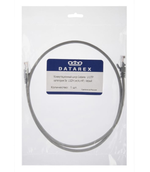 DR-180009 коммутационный шнур U/UTP категория 5e PVC нг(А)-LS 2,0 м, серый Datarex