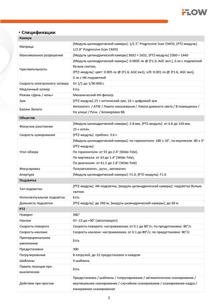 F-IP-2464PCSZ25 (Аналог DS-2SE4C425MWG-E/26(F0)) 4Мп уличная поворотная IP-камера с технологией ComboVu и SharpSense iFlow 