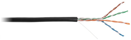 EC-UU004-5E-PE-BK кабель NETLAN U/UTP 4 пары, Кат.5е, внешний, PE -40C, одножильный, 100МГц, черный (305 м/бухта)