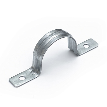 PR13.02441 скоба металлическая двухлапковая усиленная противопожарная СМДУ d38-40 мм отв. d 6,5 мм (50шт/350шт уп/кор) Промрукав