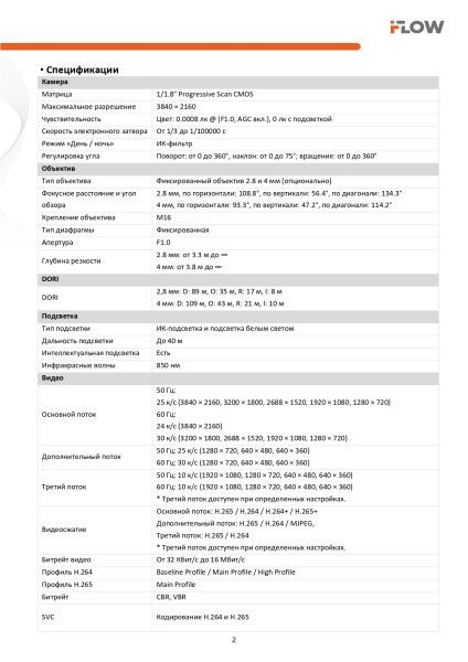 F-IC-2386CM(2.8mm) (Аналог DS-2CD2387G2H-LIU(2.8mm)(eF)) 8Мп уличная купольная IP-камера с гибридной Smart подсветкой iFlow