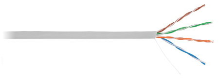 EC-UU004-5E-PVC-GY кабель NETLAN UTP 4 пары, Кат.5e, внутренний, PVC, 24 AWG, одножильный, 100МГц, (305 м/бухта)