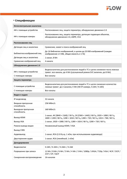 F-NR-232X/2 (Аналог DS-N332/2(C)) 32-х канальный IP-регистратор c технологией SharpSense iFlow