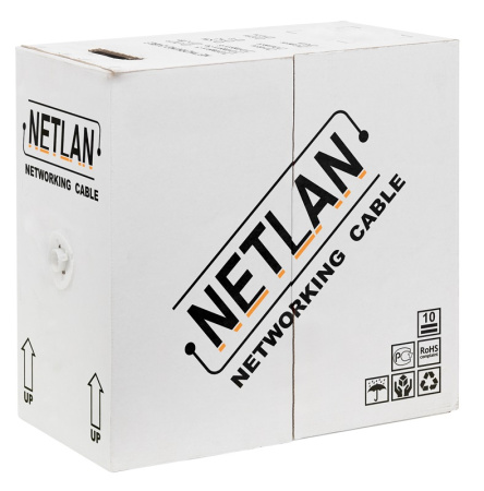 EC-UU002-5-PVC-GY кабель NETLAN U/UTP 2 пары, Кат.5 (Класс D), 100МГц, одножильный, внутренний (305 м/бухта)