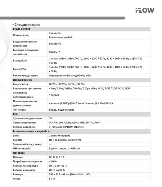 F-0(N8) 8-ми канальный IP-регистратор iFlow