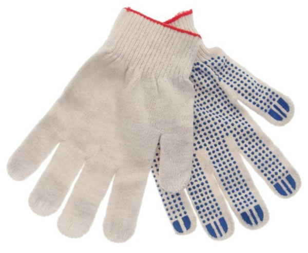 Перчатки х/б 4-нит. с ПВХ облегченные (белые)