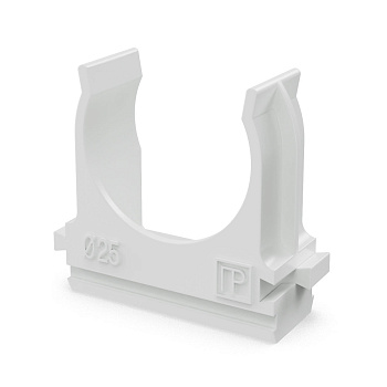 PR.02725б крепёж-клипса для труб Полистирол белая d25 мм (100шт/1000шт уп/кор) Промрукав