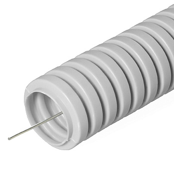 PR.032550 труба гофрированная ПВХ серая с/з д25 (50м/2600м уп/пал) Строитель 