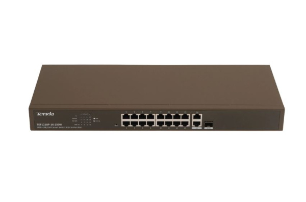 TEF1218P-16-250W Web Smart PoE-коммутатор 16 портов Ethernet Tenda