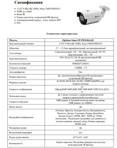 Smart IP-P018.0(4x)D уличная всепогодная IP-камера видеонаблюдения Optimus