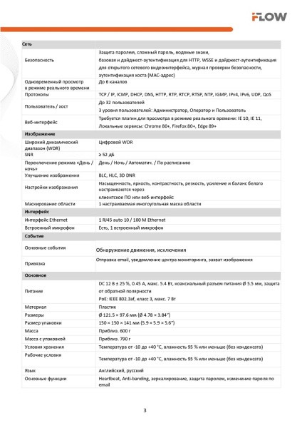 F-IC-1421M(2.8mm) (Аналог IPC-D020(C) (2.8mm)) 2Мп внутренняя купольная IP-камера видеонаблюдения iFlow