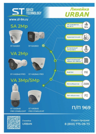 ST-SA2651 URBAN 2Мп (2,8мм) (версия 2) уличная купольная всепогодная IP-камера видеонаблюдения с встроенным микрофоном Space Technology