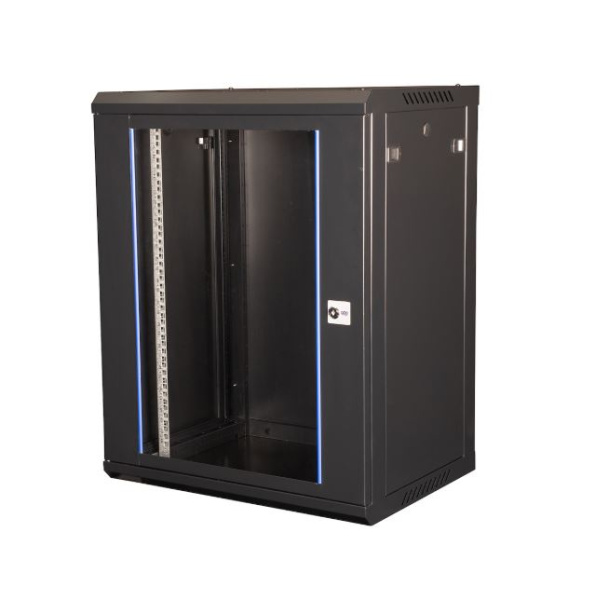 DR-634001 шкаф 19" телекоммуникационный настенный, дверь стекло, черный Datarex